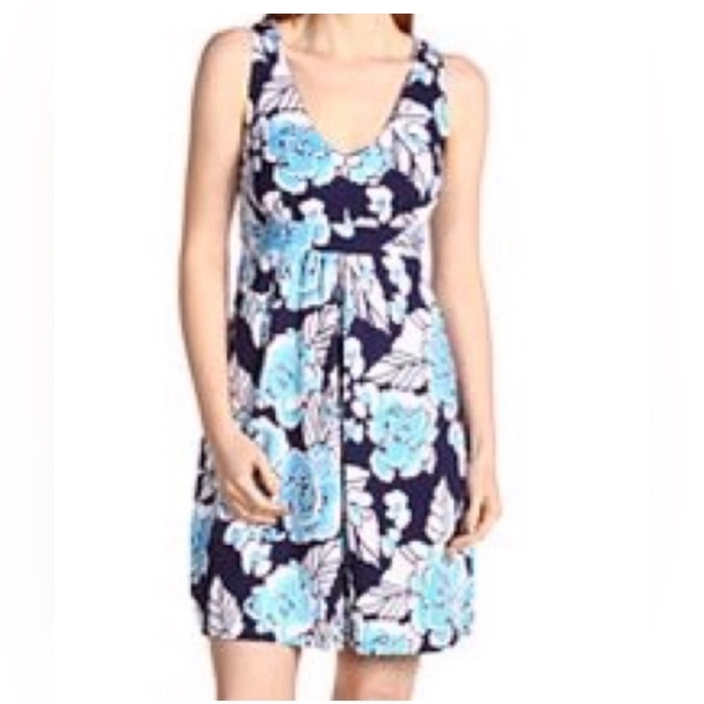 Lilly Pulitzer Patty Dress in Blue Floral Bouquet All Day Size Large